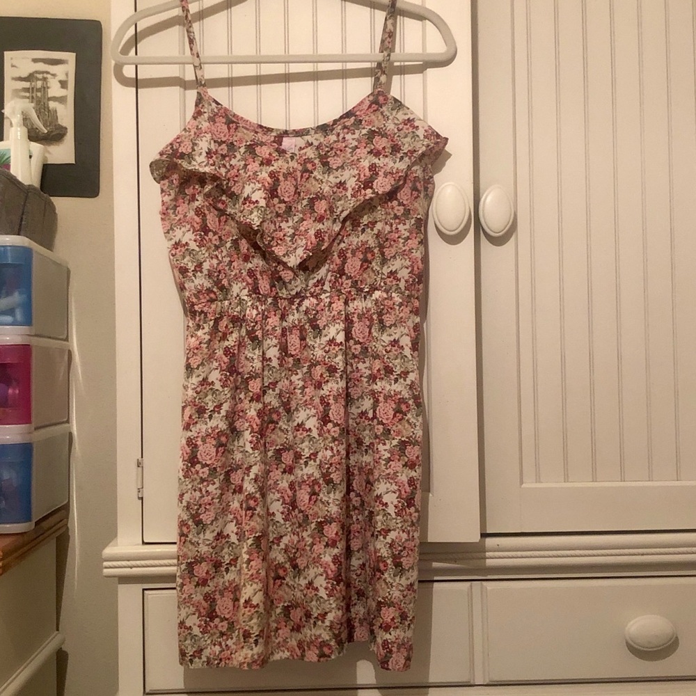 Cream and floral print sun dress